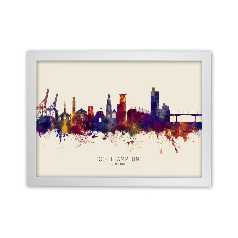 Southampton England Skyline Autumn City Name Art Print by Michael Tompsett White Grain