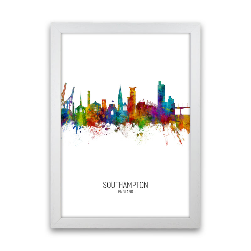 Southampton England Skyline Portrait Art Print by Michael Tompsett White Grain