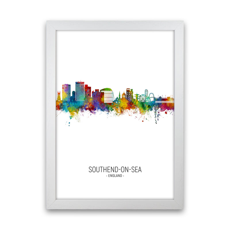 Southend-On-Sea England Skyline Portrait Art Print by Michael Tompsett White Grain