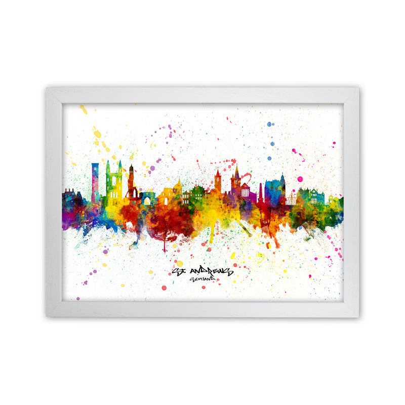 St Andrews Scotland Skyline Splash Art Print by Michael Tompsett White Grain