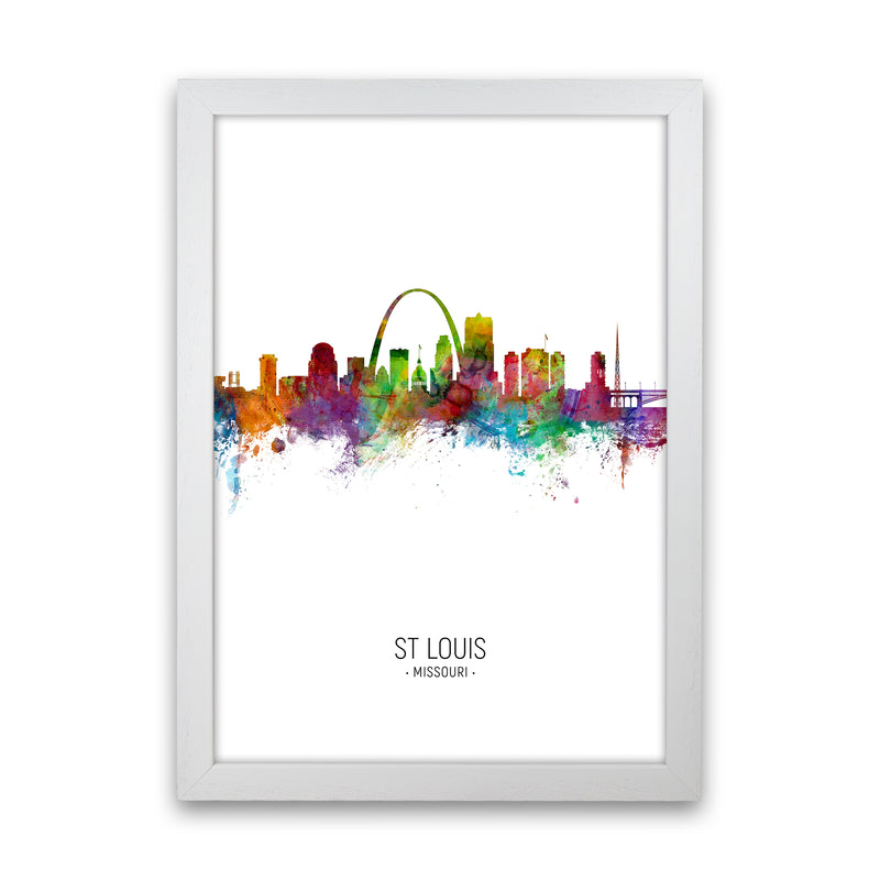 St Louis Missouri Skyline Portrait Art Print by Michael Tompsett White Grain