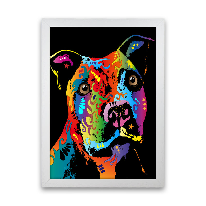 Staffordshire Bull Terrier Dog Art Print by Michael Tompsett White Grain