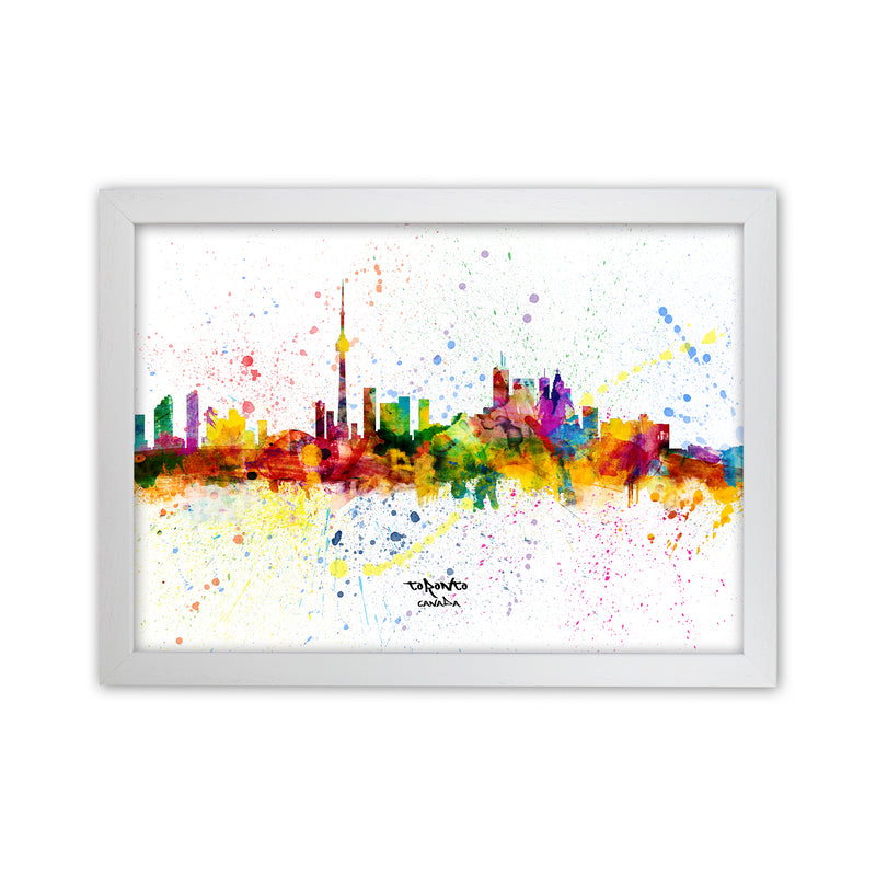 Toronto Canada Skyline Splash Art Print by Michael Tompsett White Grain