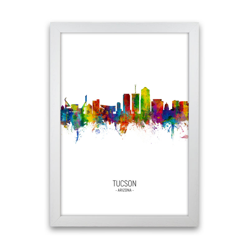 Tucson Arizona Skyline Portrait Art Print by Michael Tompsett White Grain