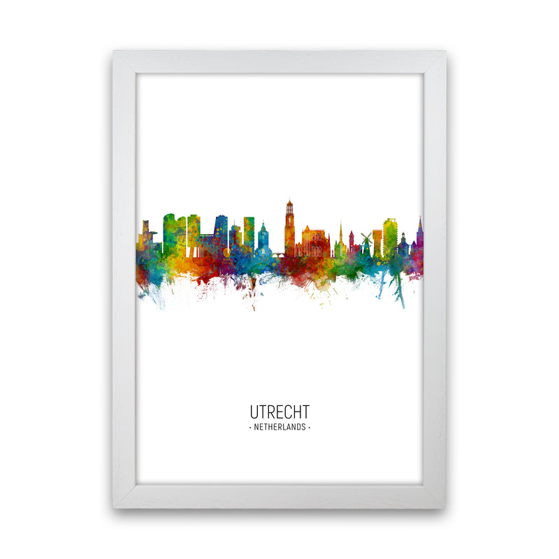 Utrecht Netherlands Skyline Portrait Art Print by Michael Tompsett White Grain