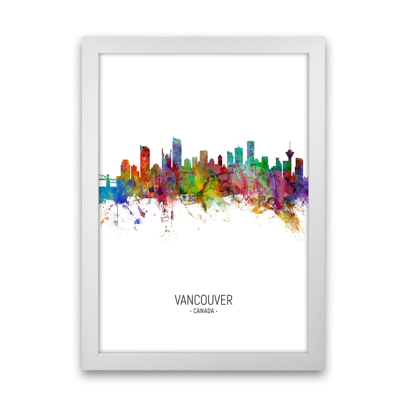 Vancouver Canada Skyline Portrait Art Print by Michael Tompsett White Grain