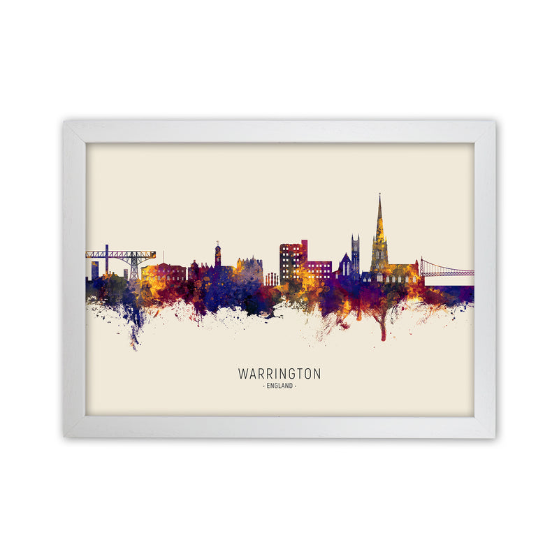 Warrington England Skyline Autumn City Name Art Print by Michael Tompsett White Grain