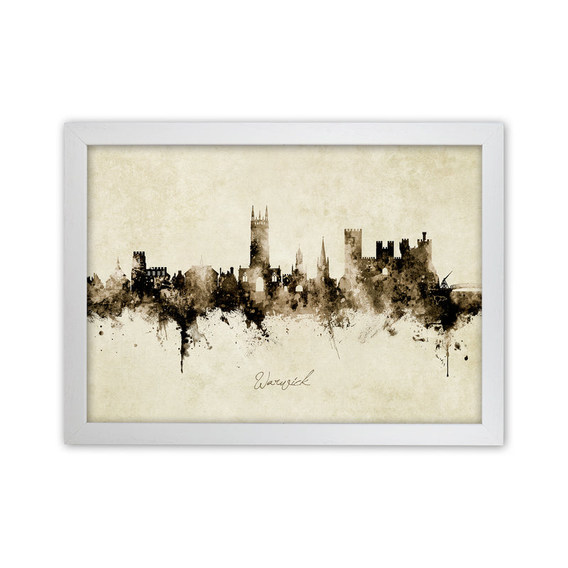 Warwick England Skyline Vintage Art Print by Michael Tompsett White Grain