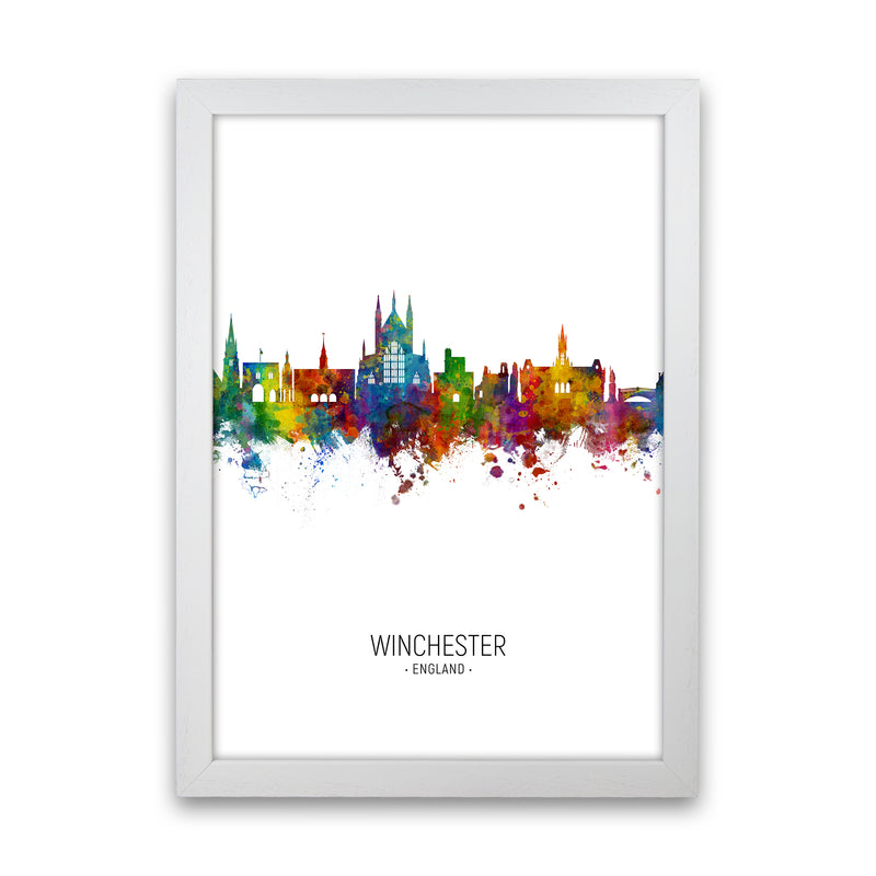 Winchester England Skyline Portrait Art Print by Michael Tompsett White Grain