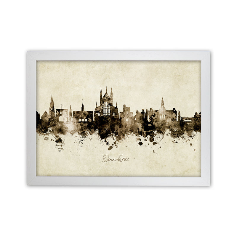 Winchester England Skyline Vintage Art Print by Michael Tompsett White Grain