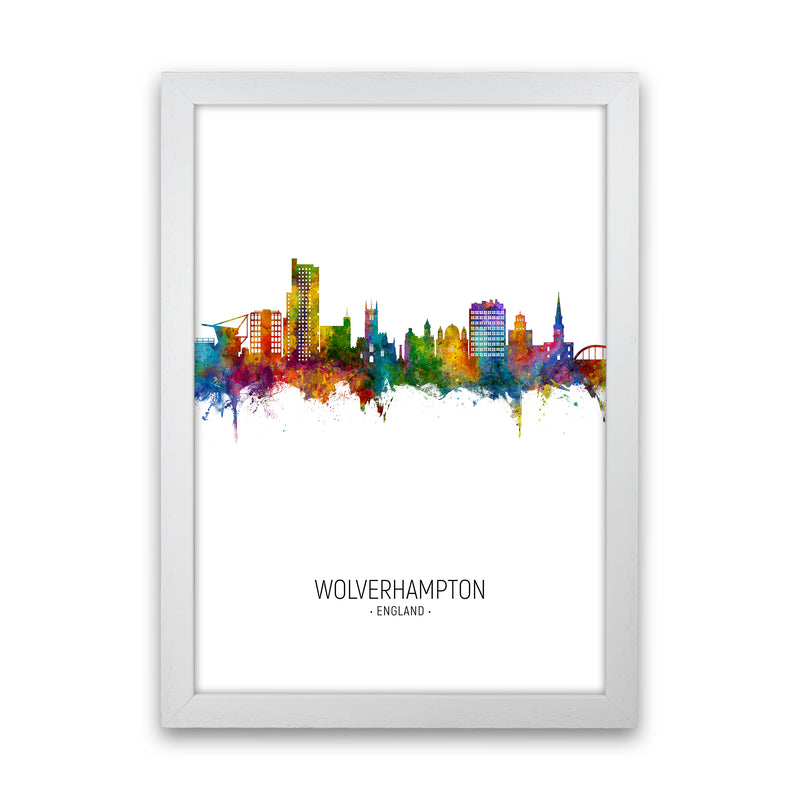 Wolverhampton England Skyline Portrait Art Print by Michael Tompsett White Grain