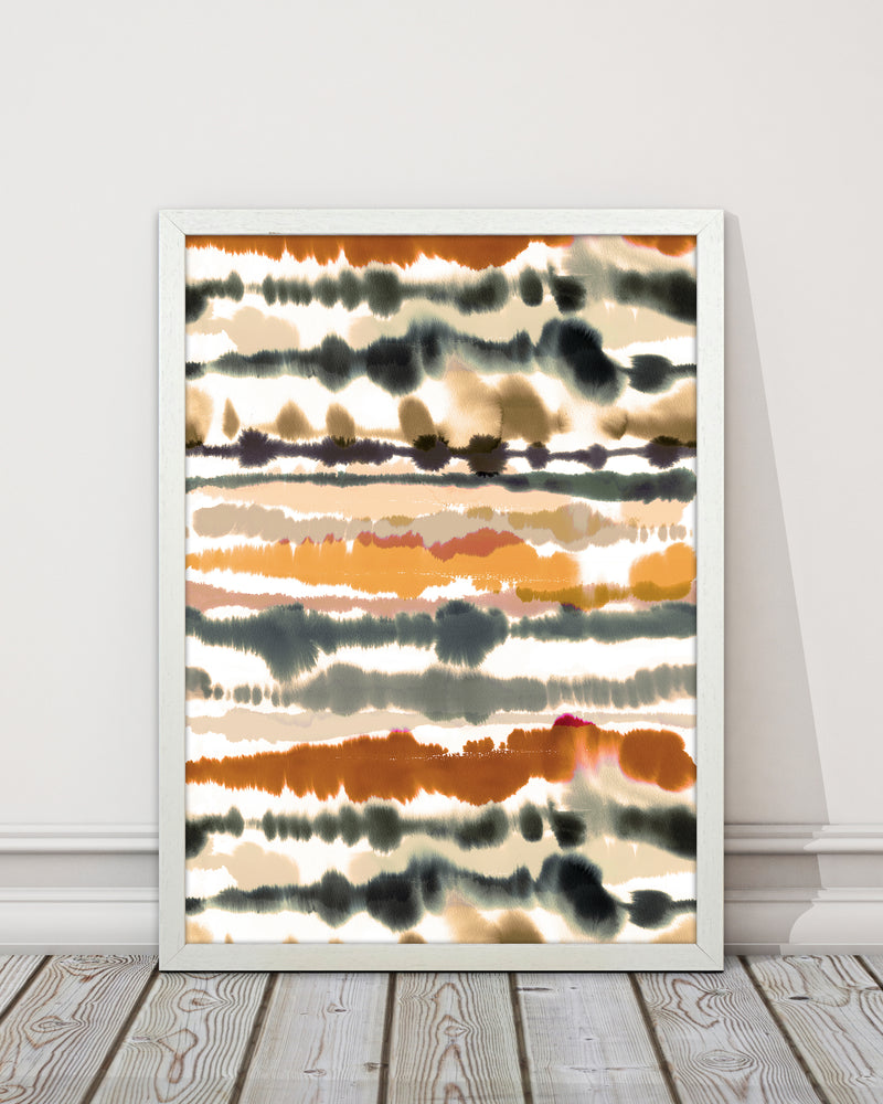 Soft Nautical Watercolor Lines Brown Abstract Art Print by Ninola Design