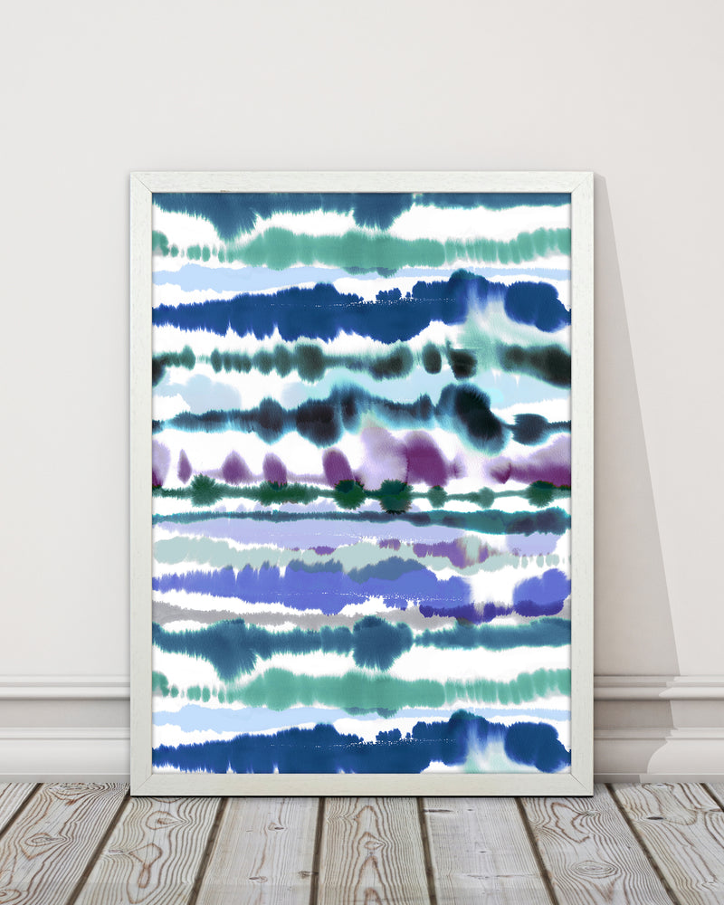 Soft Nautical Watercolor Lines blue Abstract Art Print by Ninola Design
