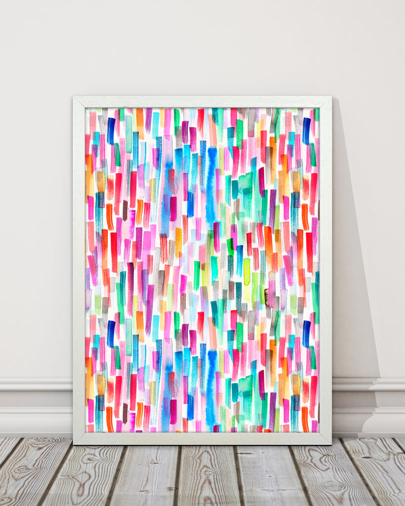 Colorful Brushstrokes Multicolored Abstract Art Print by Ninola Design