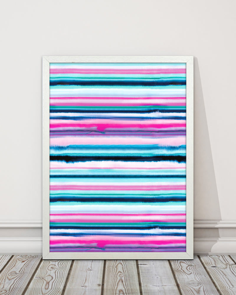 Degrade Stripes Watercolor Pink Abstract Art Print by Ninola Design