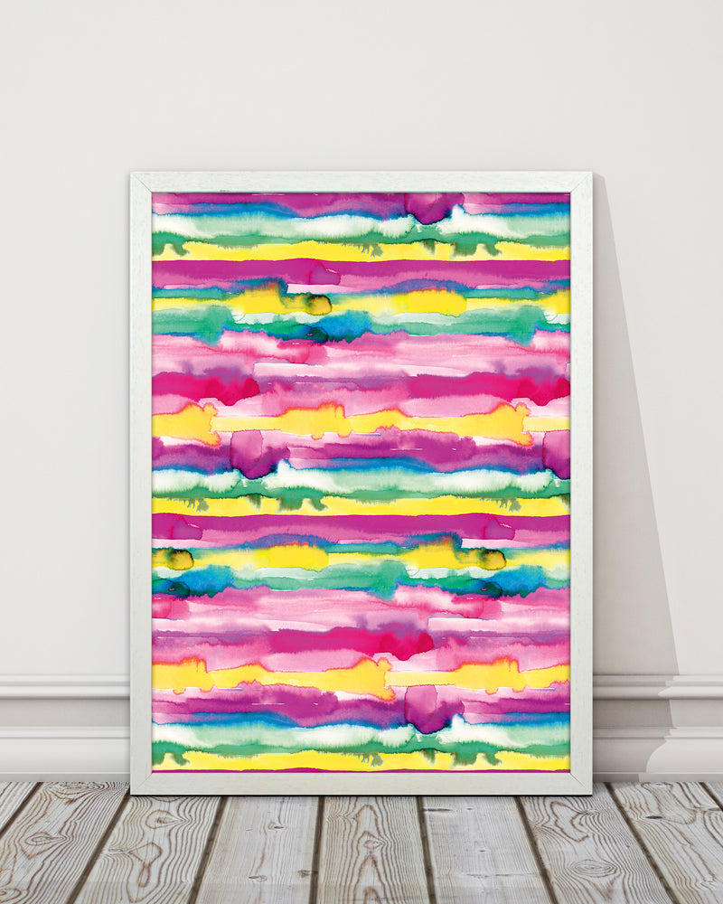 Gradient Tropical Color Lines Abstract Art Print by Ninola Design