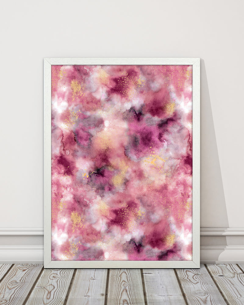 Smoky Marble Watercolor Pink Abstract Art Print by Ninola Design