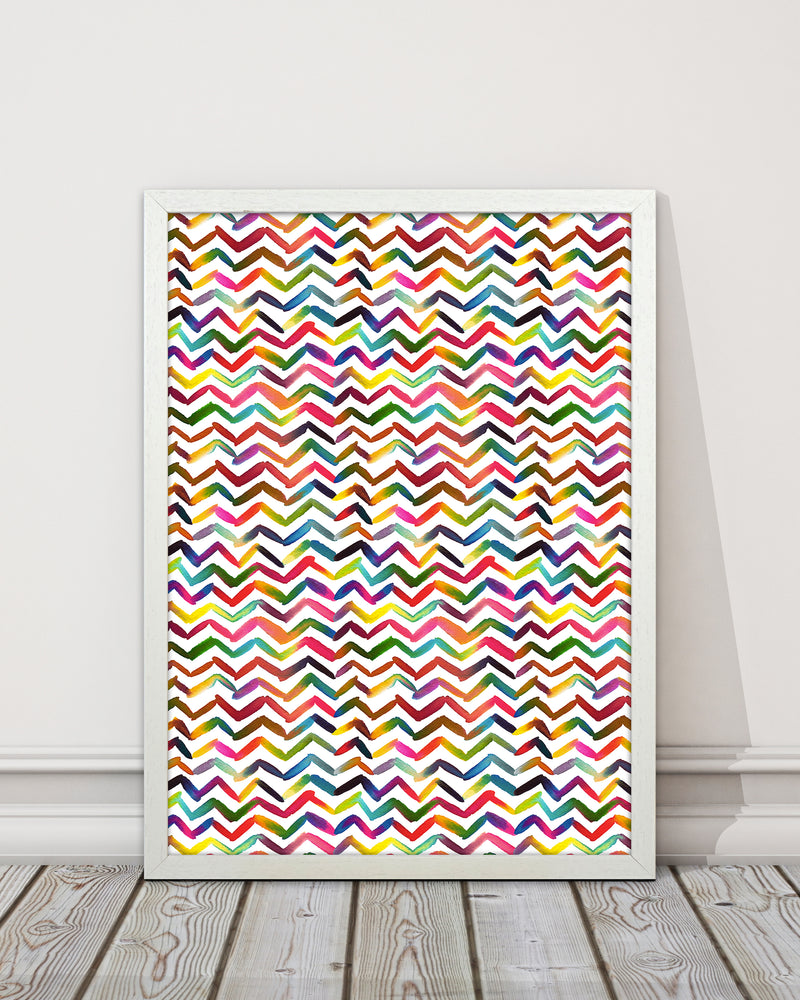 Chevron Stripes Multicolored Abstract Art Print by Ninola Design