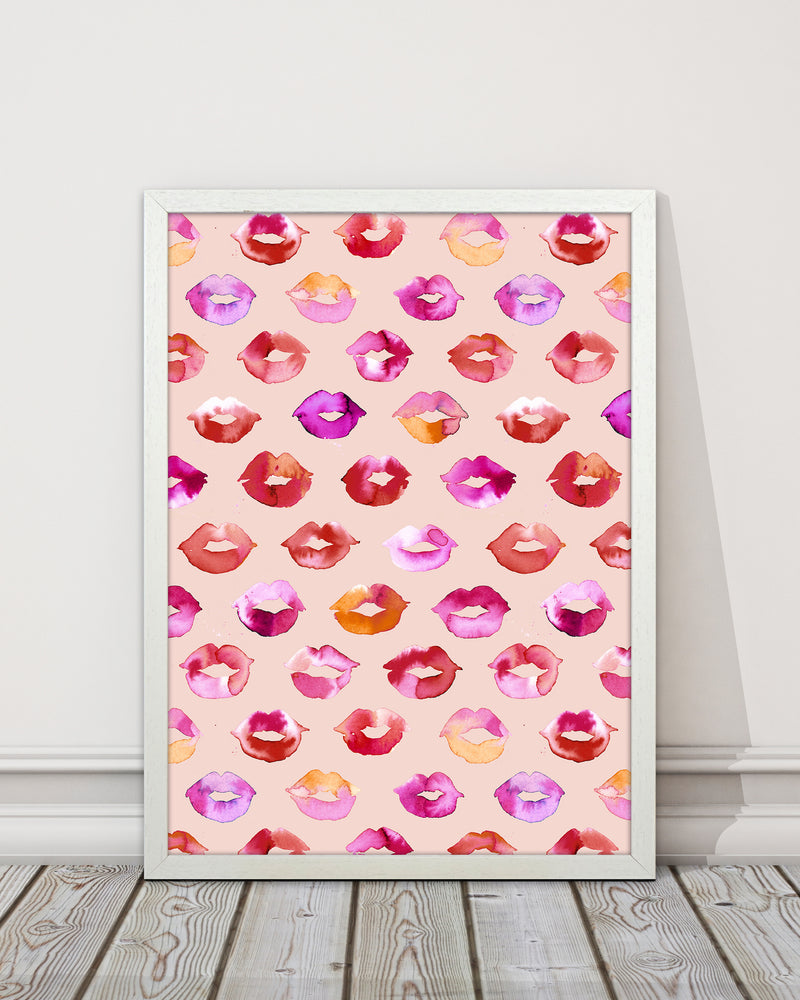 Sweet Love Kisses Pink Lips Abstract Art Print by Ninola Design