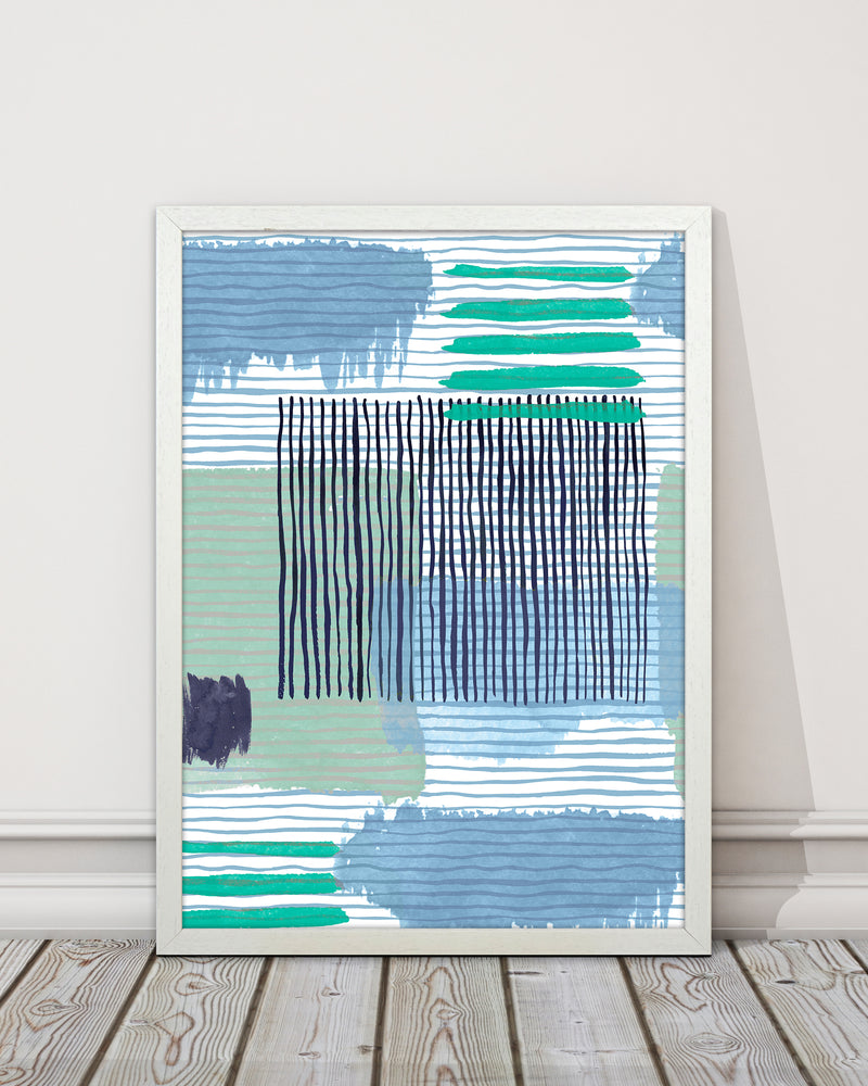 Abstract Striped Geo Green Abstract Art Print by Ninola Design
