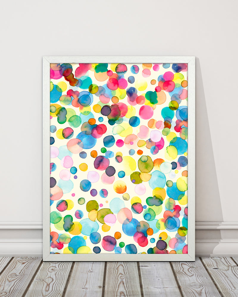 Watercolor Colorful Drops Abstract Art Print by Ninola Design