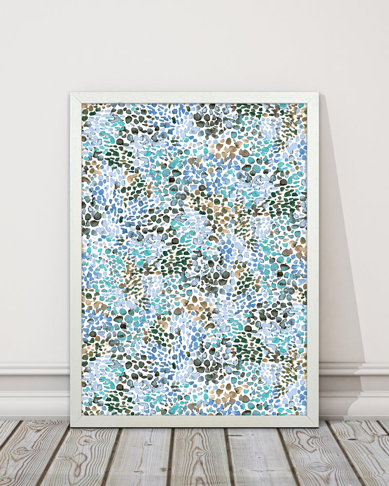 Speckled Watercolor Blue Abstract Art Print by Ninola Design