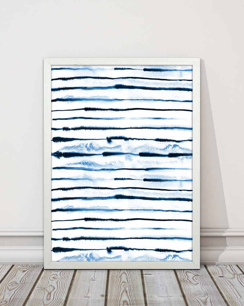 Electric Ink Lines White Abstract Art Print by Ninola Design