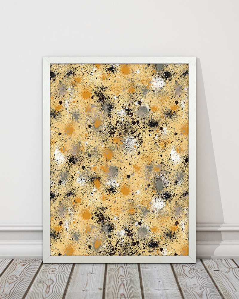 Ink Dust Splatter Yellow Abstract Art Print by Ninola Design