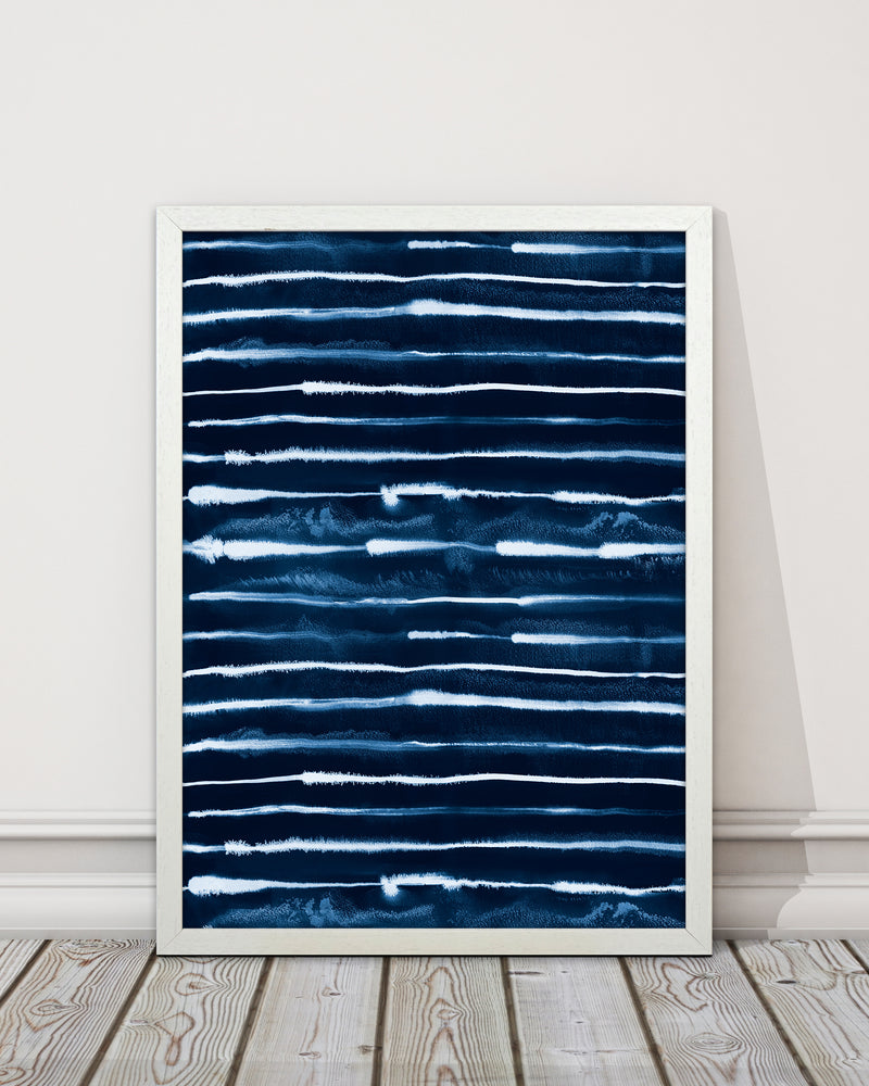 Electric Ink Lines Navy Abstract Art Print by Ninola Design