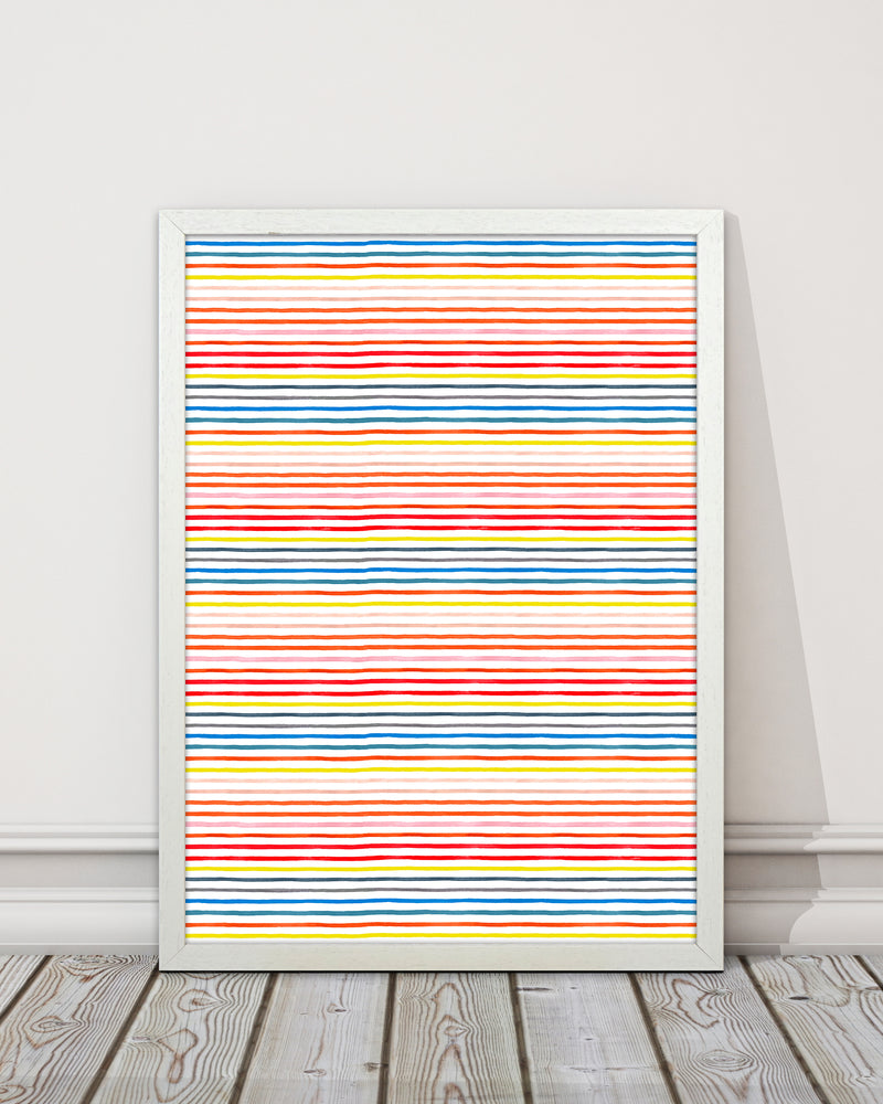 Marker Colorful Stripes Abstract Art Print by Ninola Design