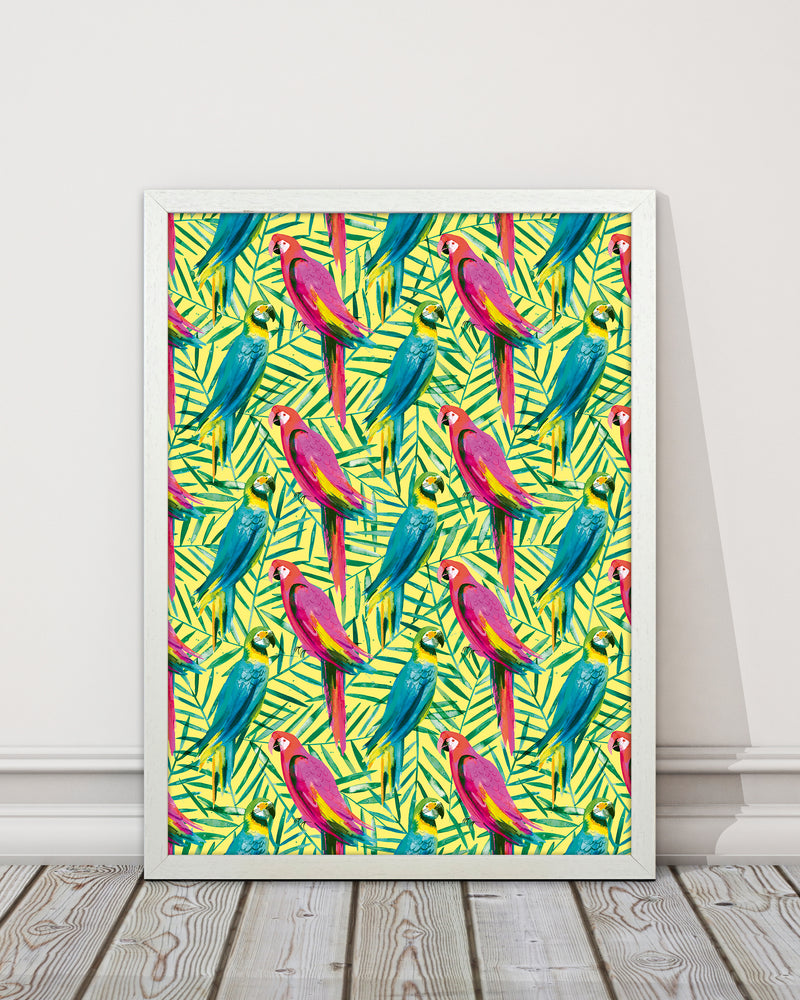 Tropical Parrots Palms Abstract Art Print by Ninola Design