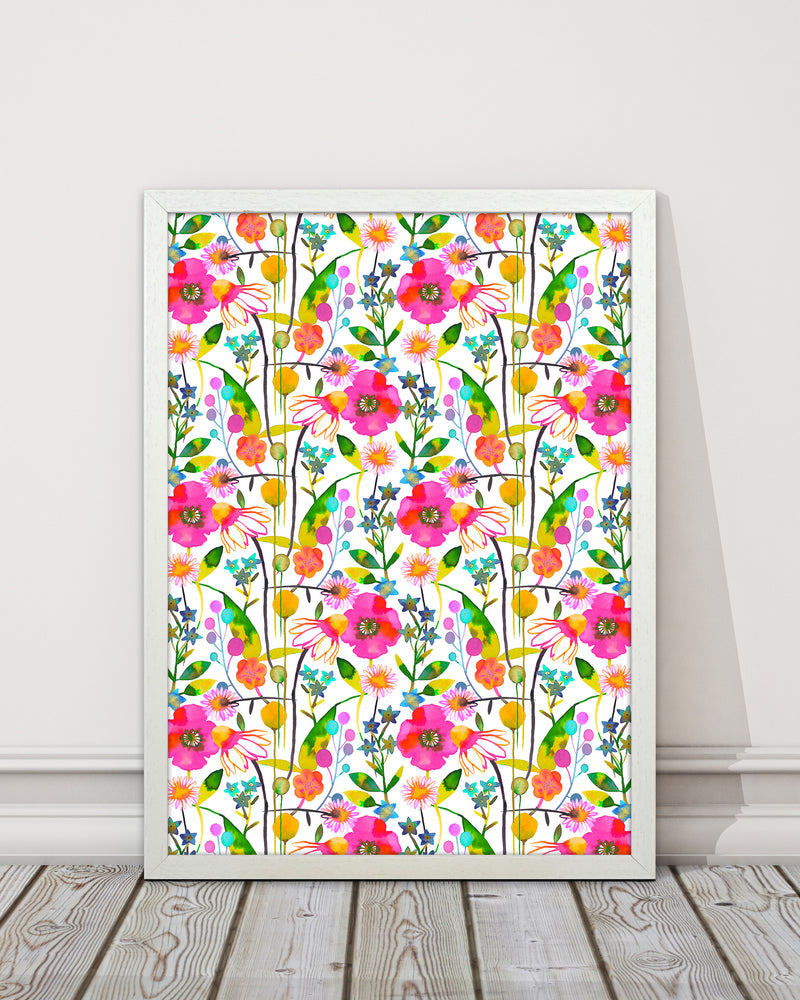 Happy Spring Flowers Abstract Art Print by Ninola Design