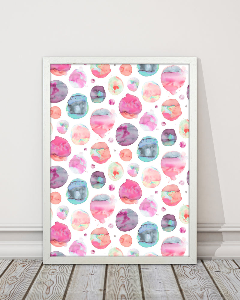 Big Watery Dots Pink Abstract Art Print by Ninola Design