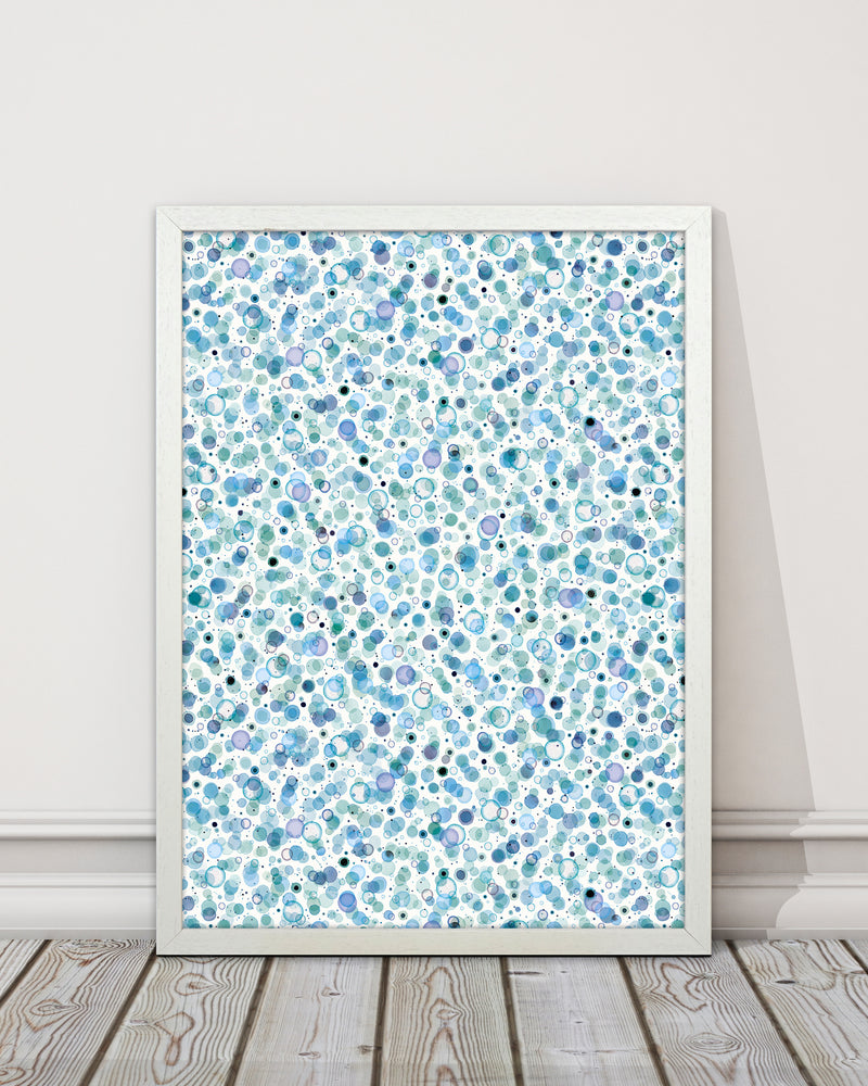 Cosmic Bubbles Blue Abstract Art Print by Ninola Design