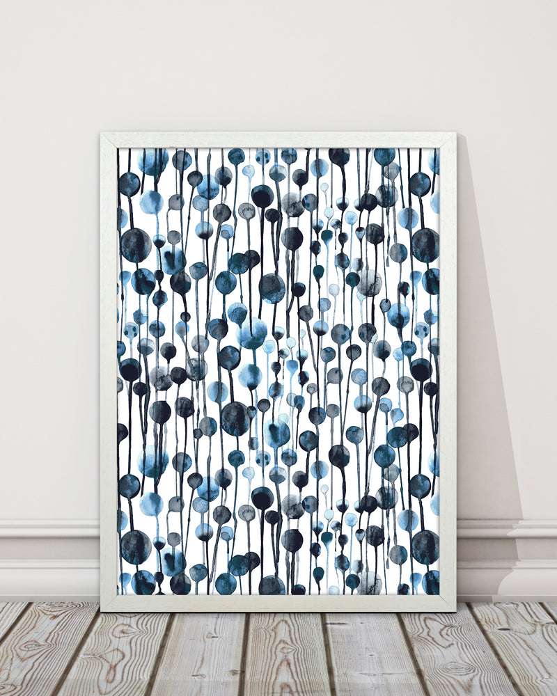 Dripping Dots Navy Abstract Art Print by Ninola Design