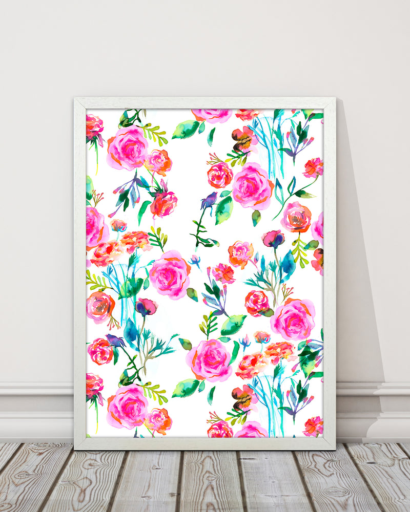Roses Bouquet Pink Abstract Art Print by Ninola Design