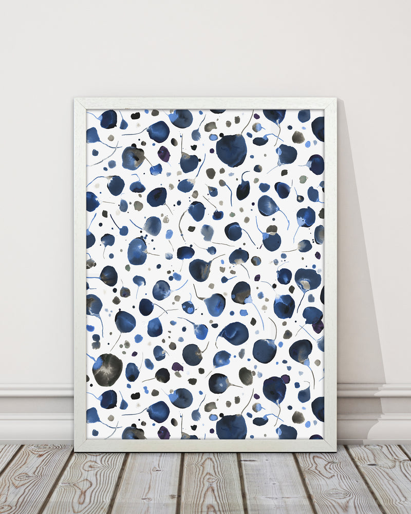 Flying Seeds Blue Abstract Art Print by Ninola Design