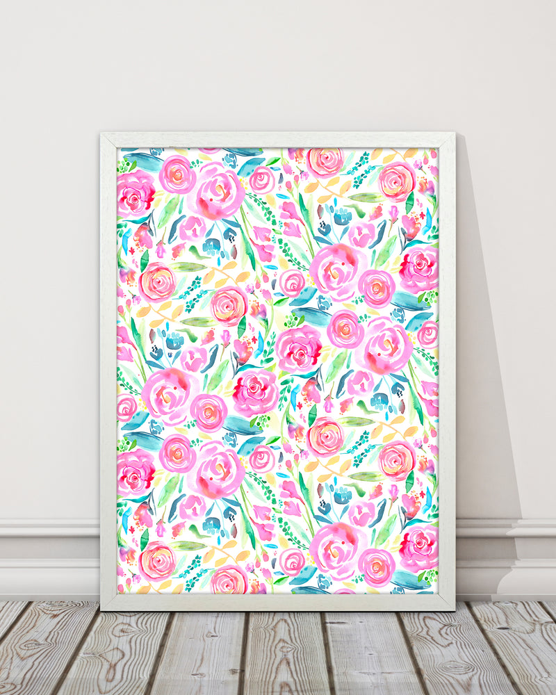 Spring Days Pink Abstract Art Print by Ninola Design