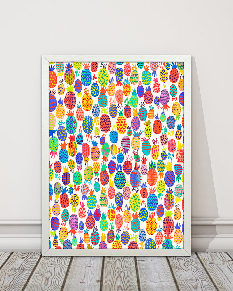 Cute Pineapples Abstract Art Print by Ninola Design