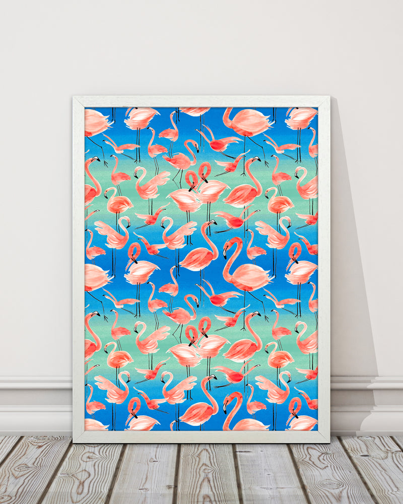 Flamingo Pink Abstract Art Print by Ninola Design