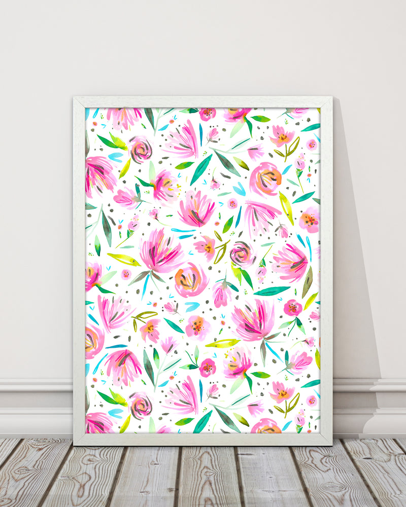 Peonies Pink Abstract Art Print by Ninola Design