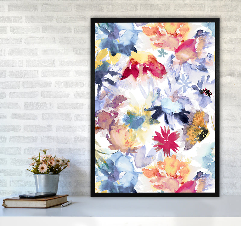 Watercolor Spring Memories Multicolored Abstract Art Print by Ninola Design A1 White Frame