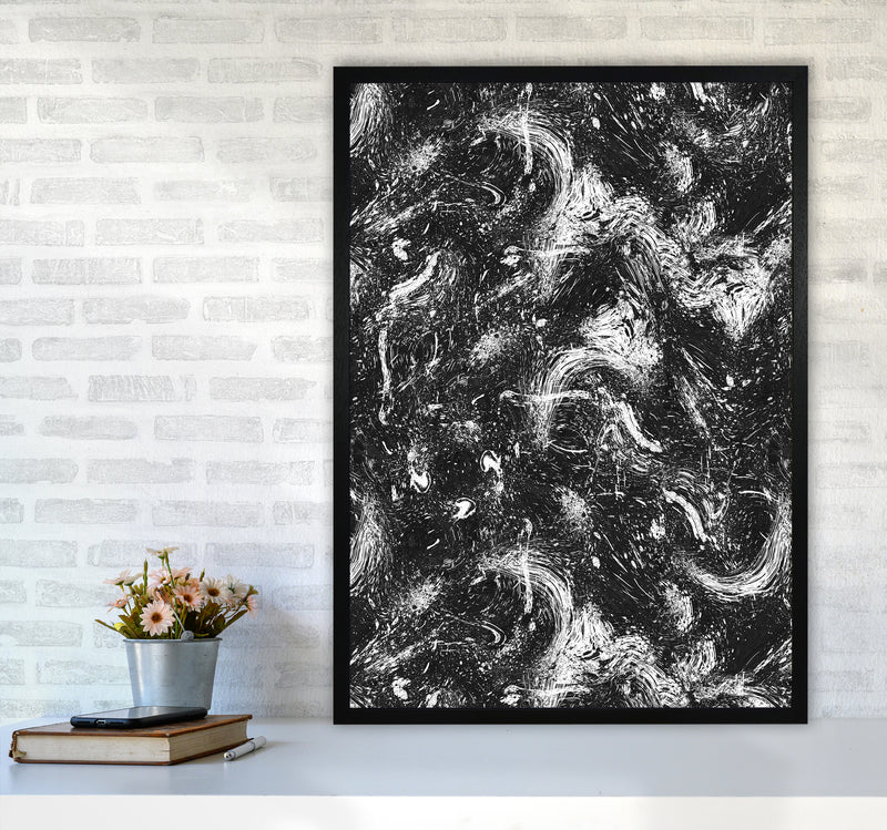 Abstract Dripping Painting Black White Abstract Art Print by Ninola Design A1 White Frame