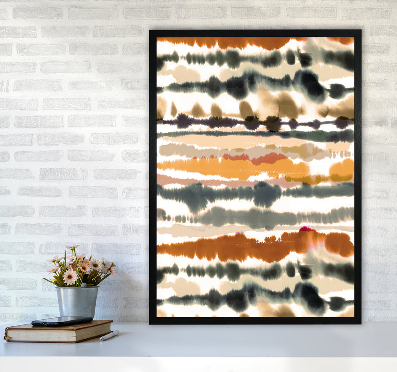Soft Nautical Watercolor Lines Brown Abstract Art Print by Ninola Design A1 White Frame