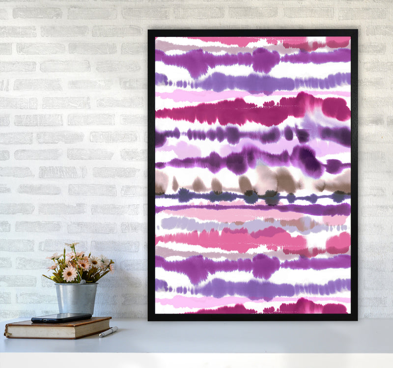 Soft Nautical Watercolor Lines Pink Abstract Art Print by Ninola Design A1 White Frame