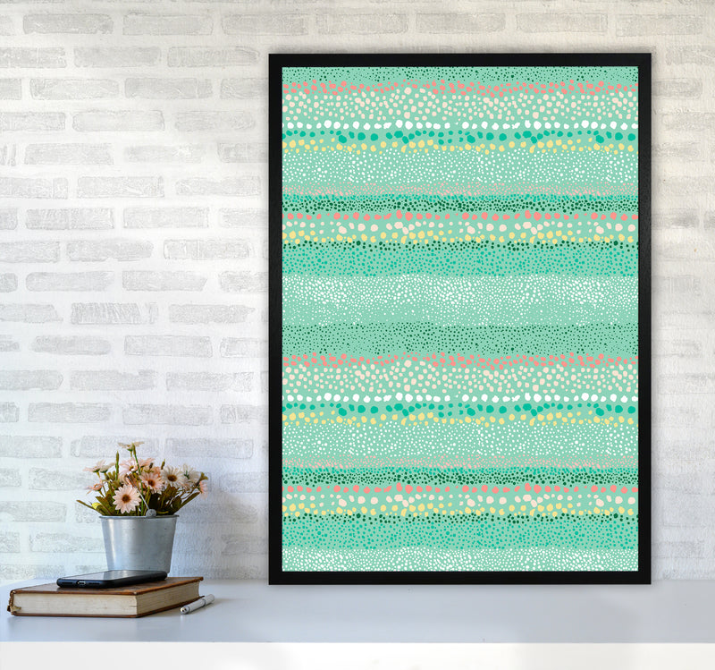Little Textured Minimal Dots Green Abstract Art Print by Ninola Design A1 White Frame