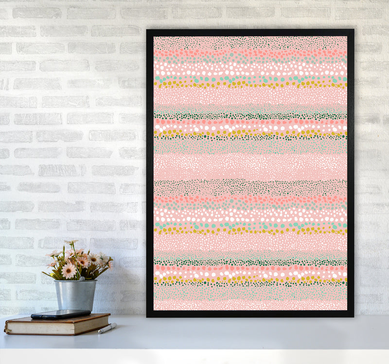 Little Textured Minimal Dots Pink Abstract Art Print by Ninola Design A1 White Frame