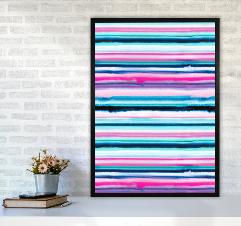 Degrade Stripes Watercolor Pink Abstract Art Print by Ninola Design A1 White Frame