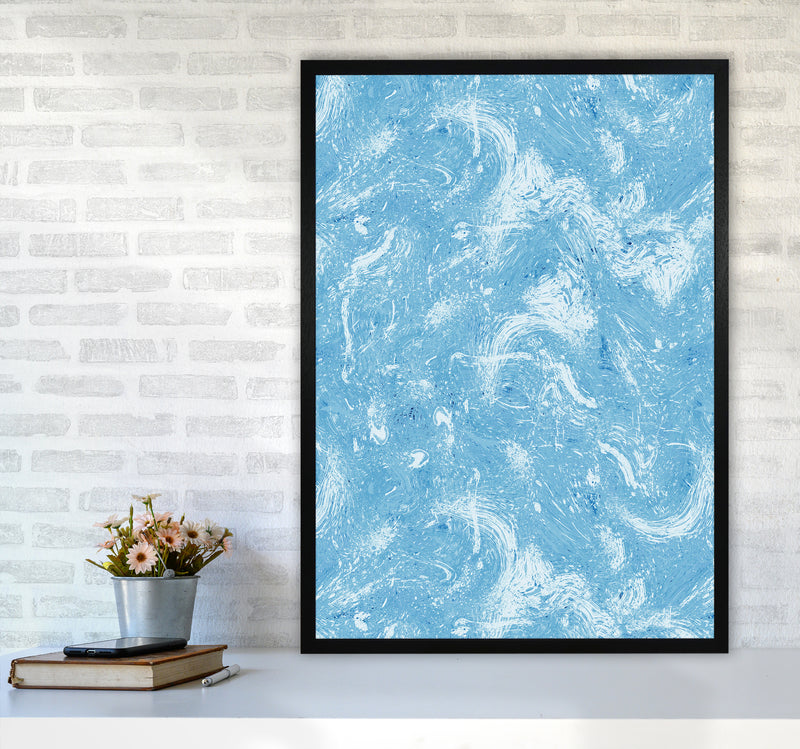 Abstract Dripping Painting Blue Abstract Art Print by Ninola Design A1 White Frame