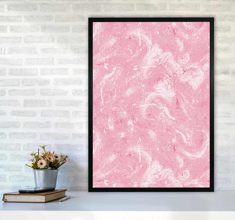 Abstract Dripping Painting Pink Abstract Art Print by Ninola Design A1 White Frame